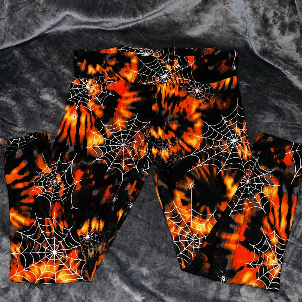 Orange Spider Web Leggings